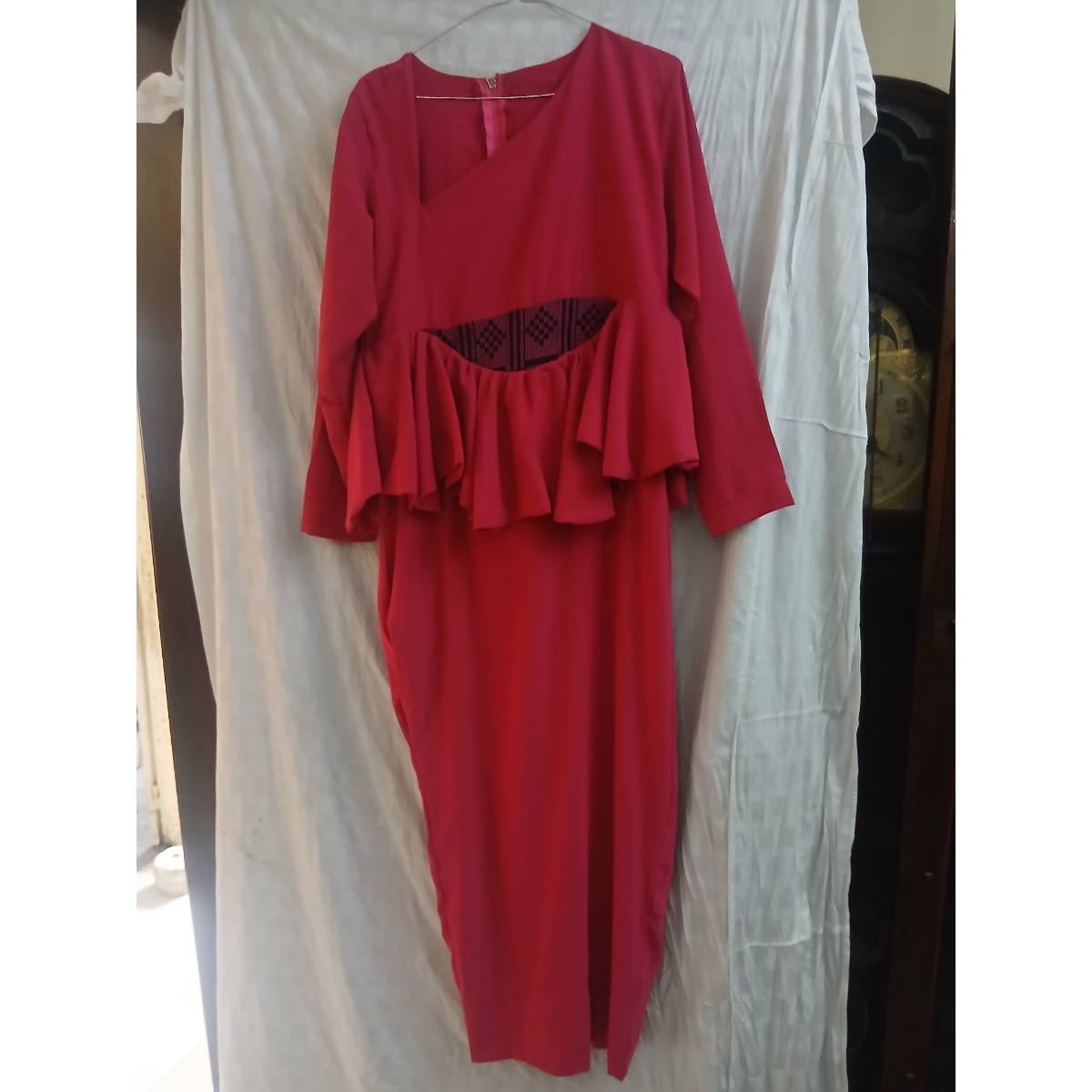 Robe femme en lycra avec pagne tisse a la taille