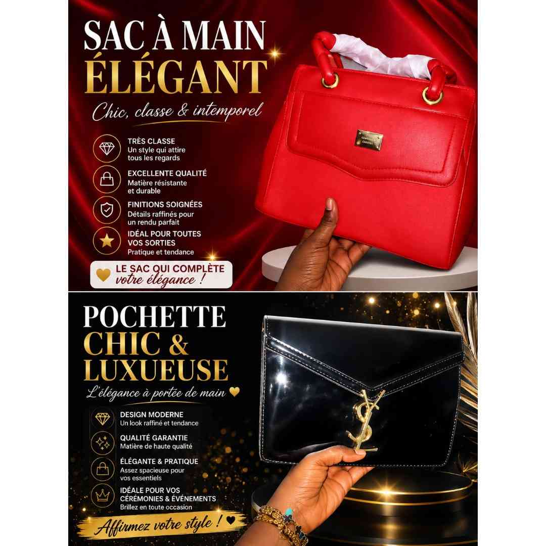Sac à main femme élégant en cuir synthétique rouge, chic et spacieux