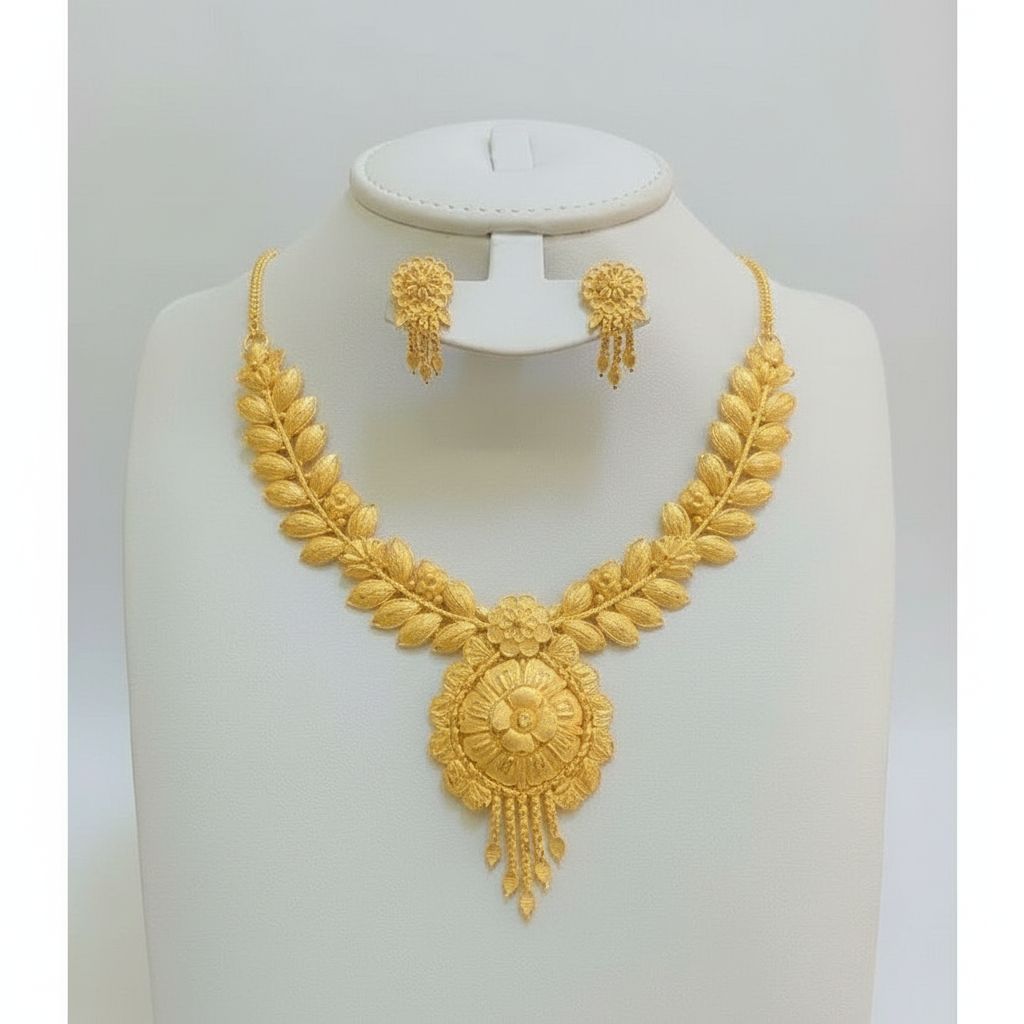 Bijoux en or indien – Collier traditionnel et boucles d’oreilles élégants