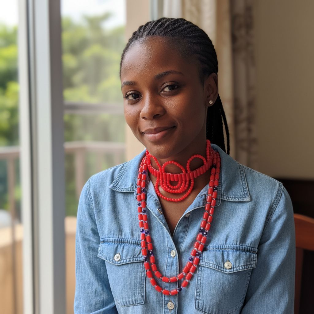 Bijoux ethniques rouges : collier et chapeau perles pour femme élégante