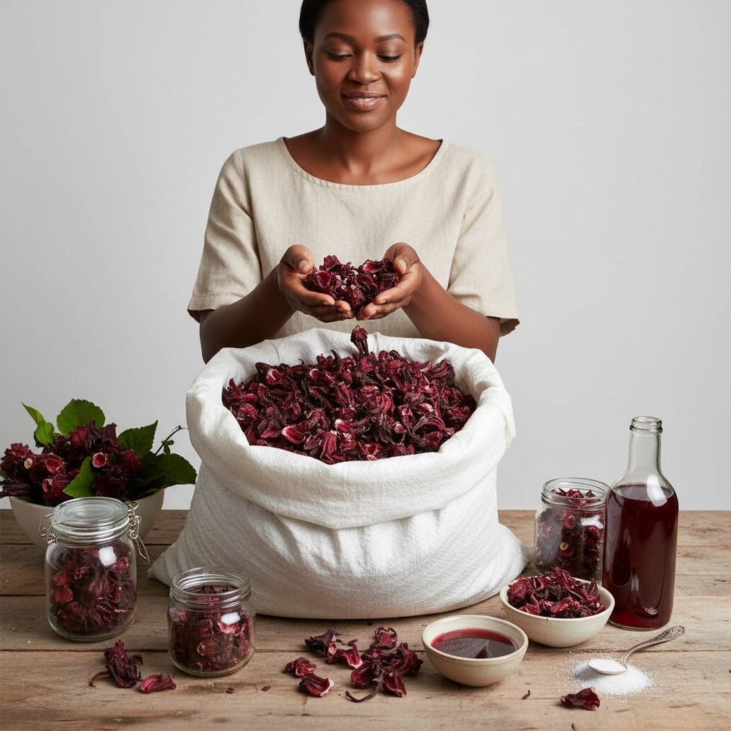 Fleurs d’hibiscus séchées bio pour infusion et sirop en vrac (1 kg)