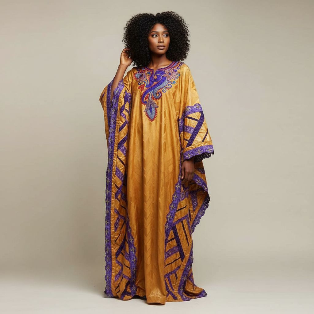 Grand boubou geztner avec broderie brodee et garnitures