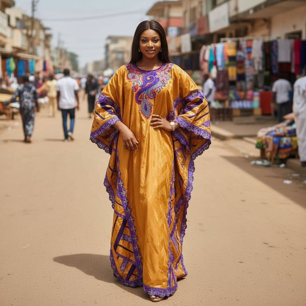 Grand boubou geztner avec broderie brodee et garnitures