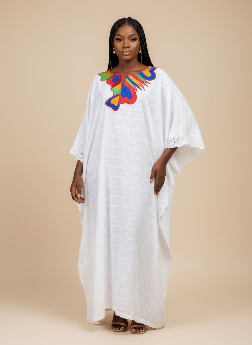 Boubou dentelle en coton brodé