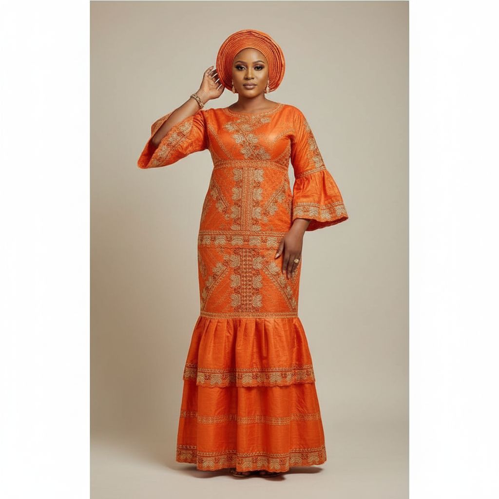 Boubou femme africain brodé rouge bordeaux blanc, tenue cérémonie élégante