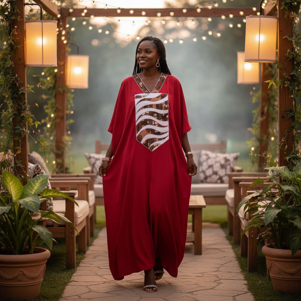 Robe Longue Wax Rouge - Élégance Culturelle et Confort Moderne