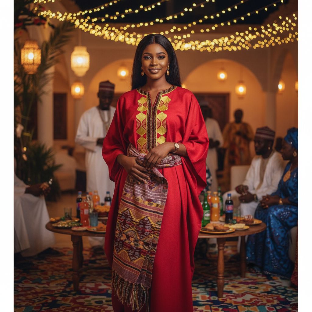 Boubou Rouge Artisanale Brodé en Pagne - Élégance Africaine