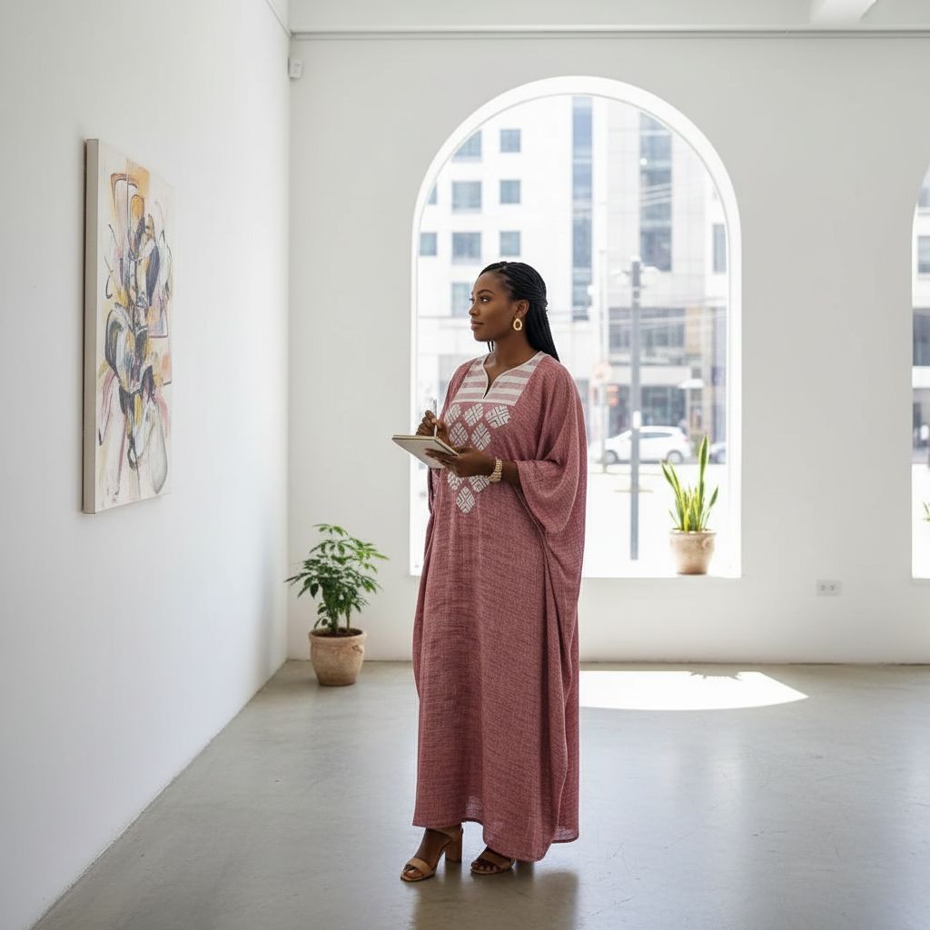 Robe longue Boubou femme lin rose poudré