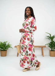 Robe longue fluide imprimé floral