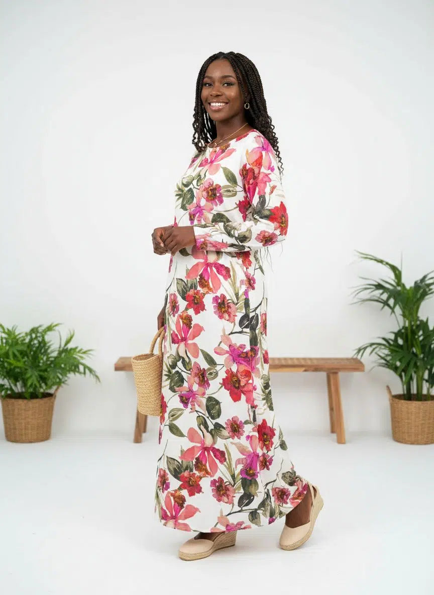 Robe longue fluide imprimé floral