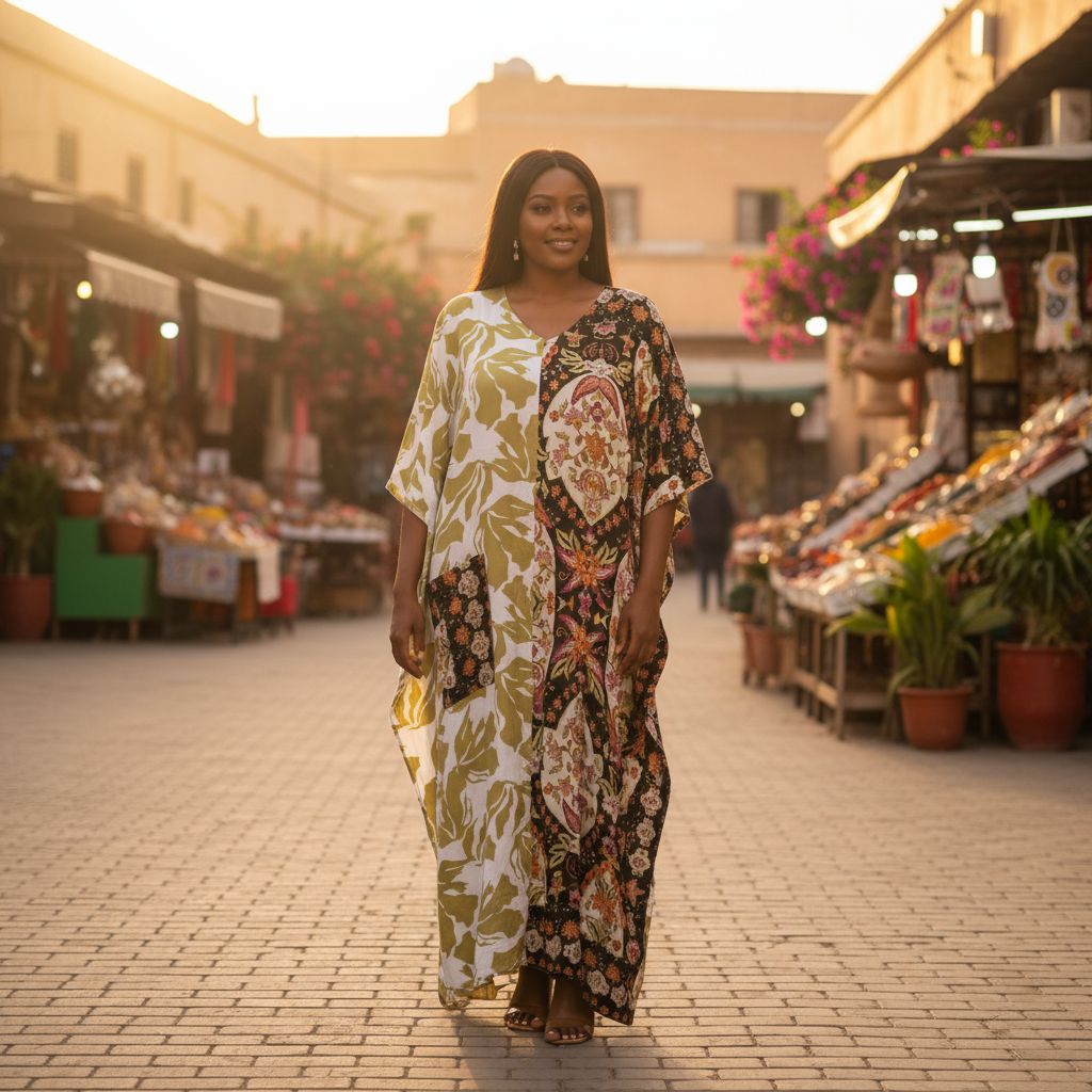 Boubou motif floral multicolore – robe longue bohème femme chic et ample