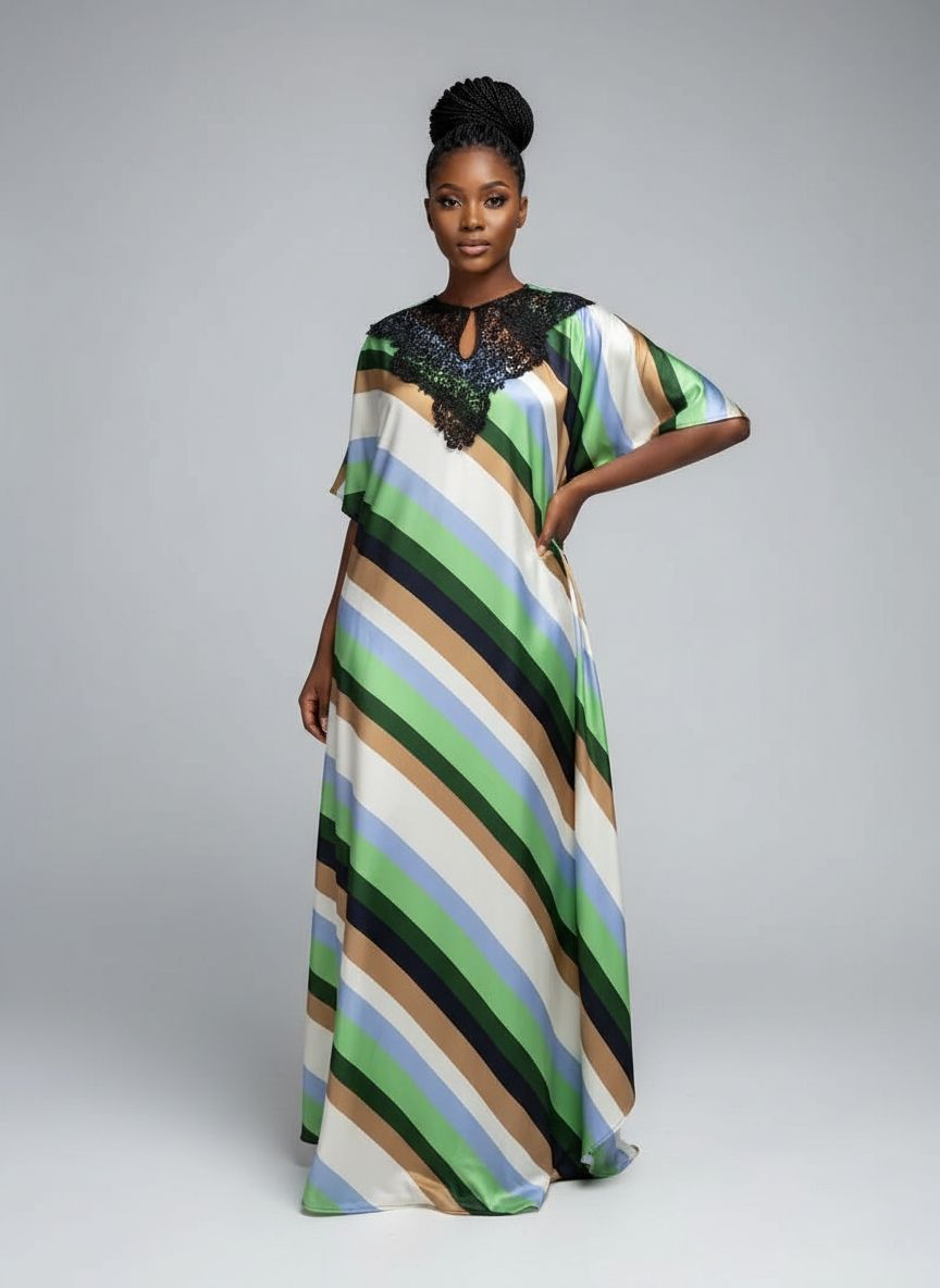 Robe boubou en soie multicolore