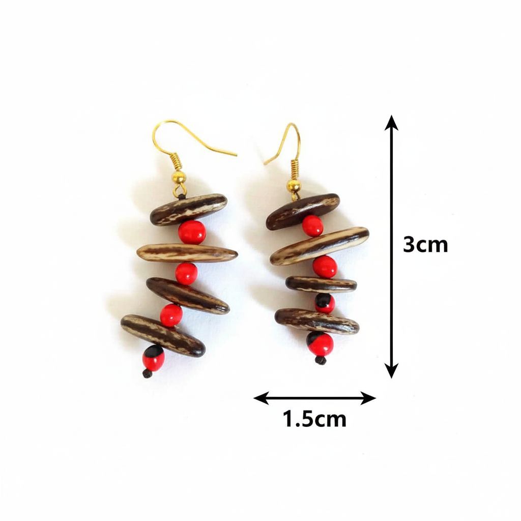 Boucles d'oreilles naturelles graines flamboyant et caconier