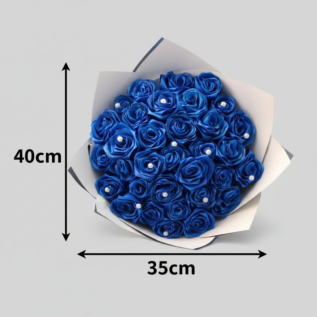 Bouquet de roses bleues avec strass blanc