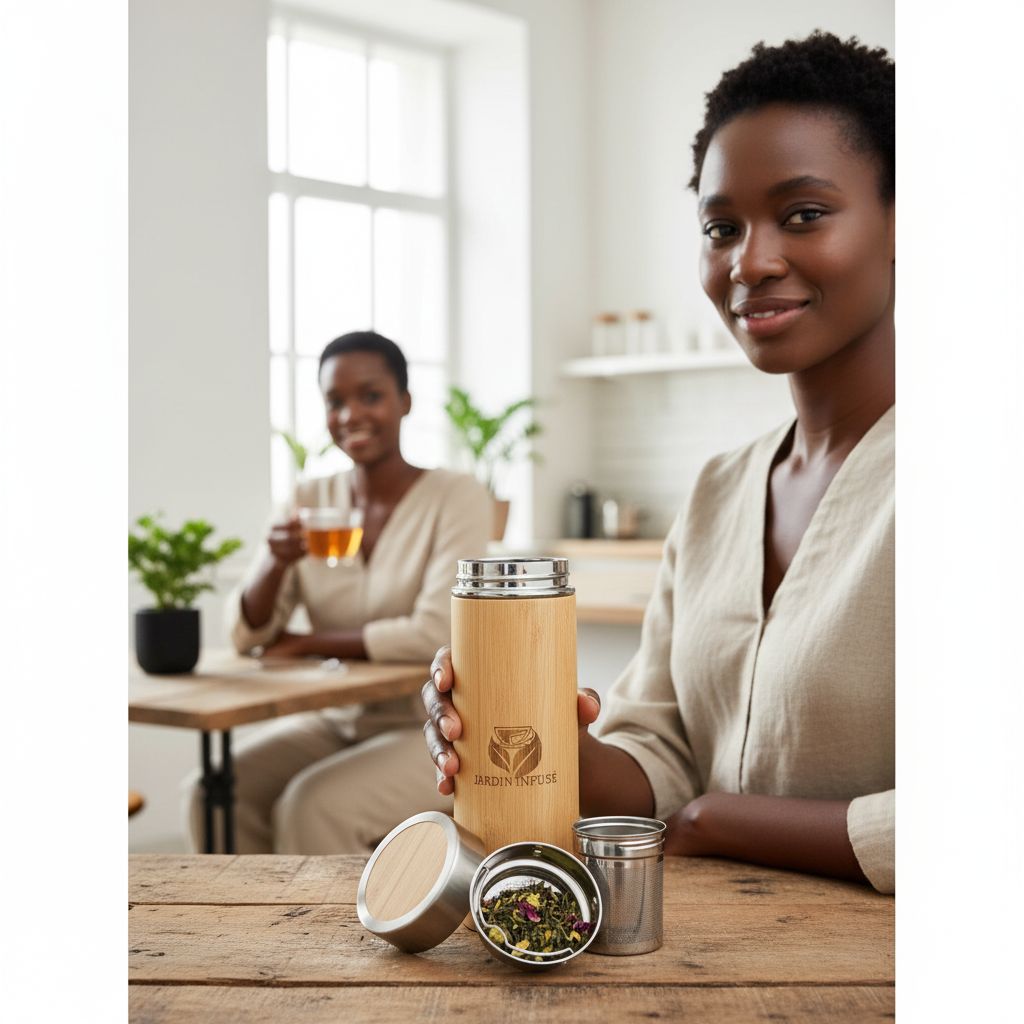 Bouteille isotherme bambou avec 2 infuseurs inox – Thé et infusion nomade