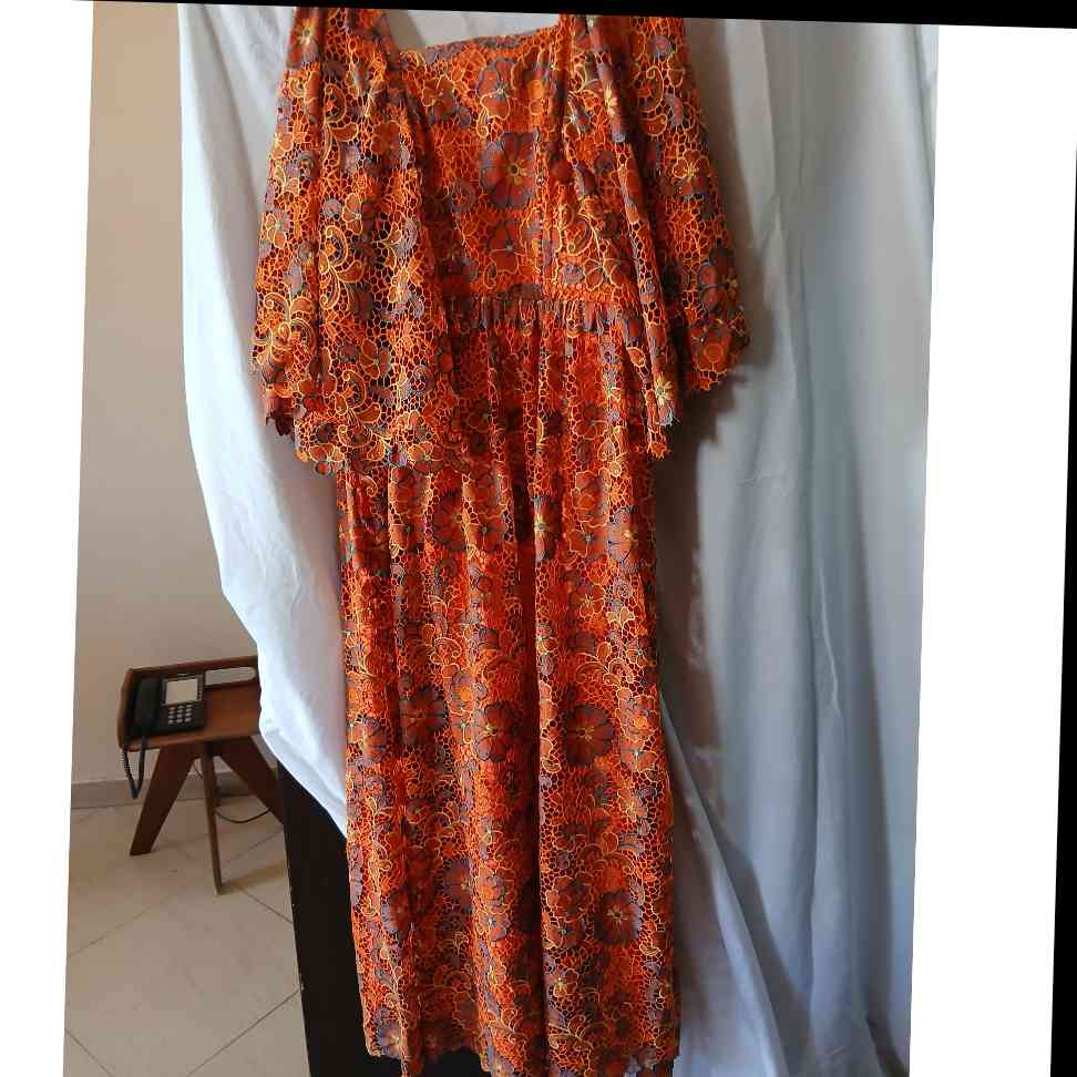 Robe guipure orange longue