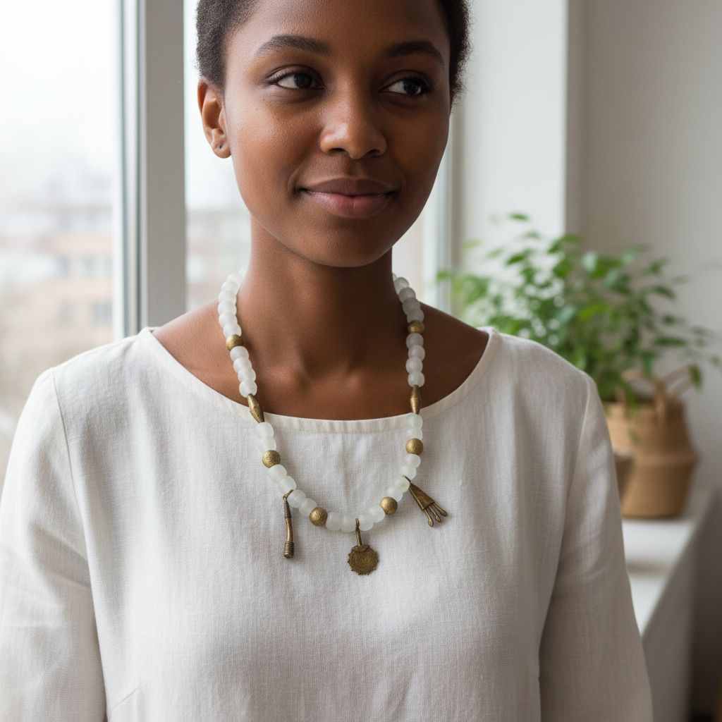 Collier et boucles d'oreilles en perles de verre Zuri