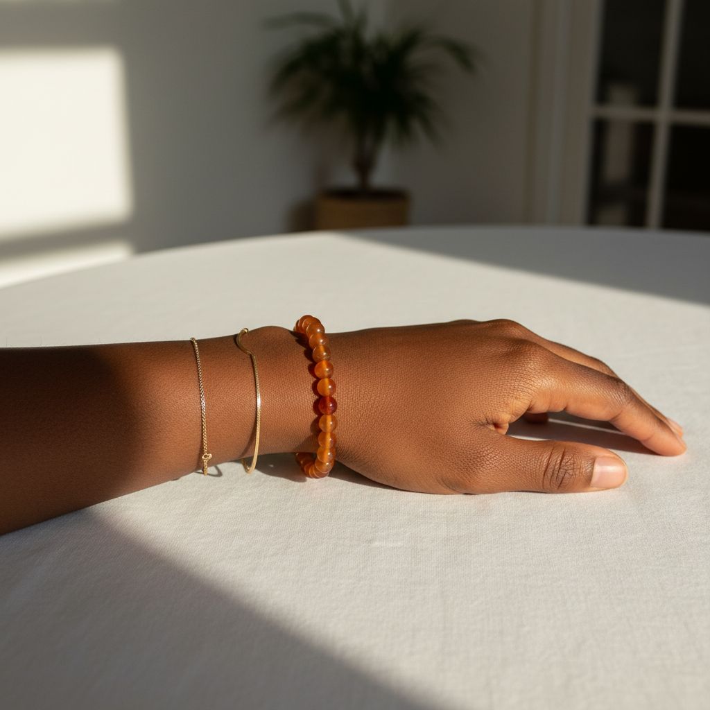 Bracelet cornaline 8mm – Pierre naturelle orangée, bijou élégant femme