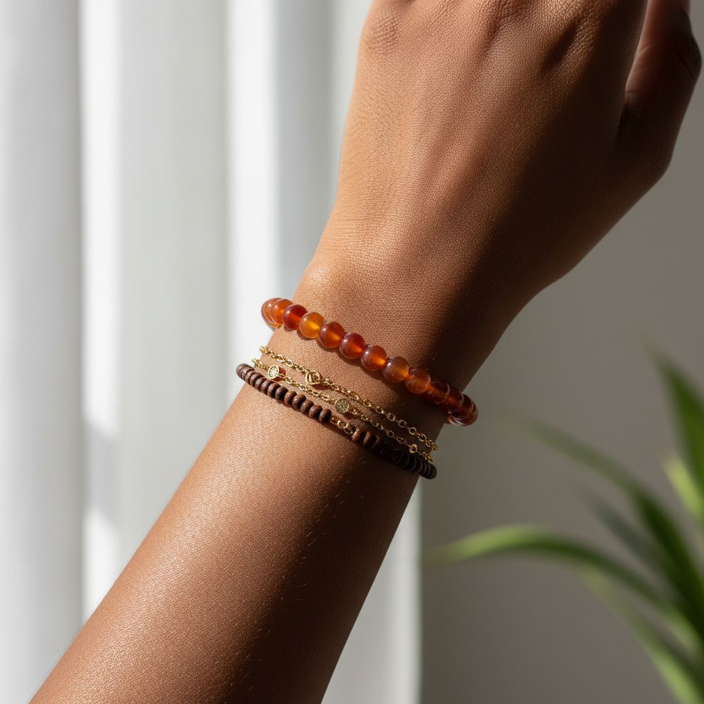 Bracelet cornaline 8mm – Pierre naturelle orangée, bijou élégant femme