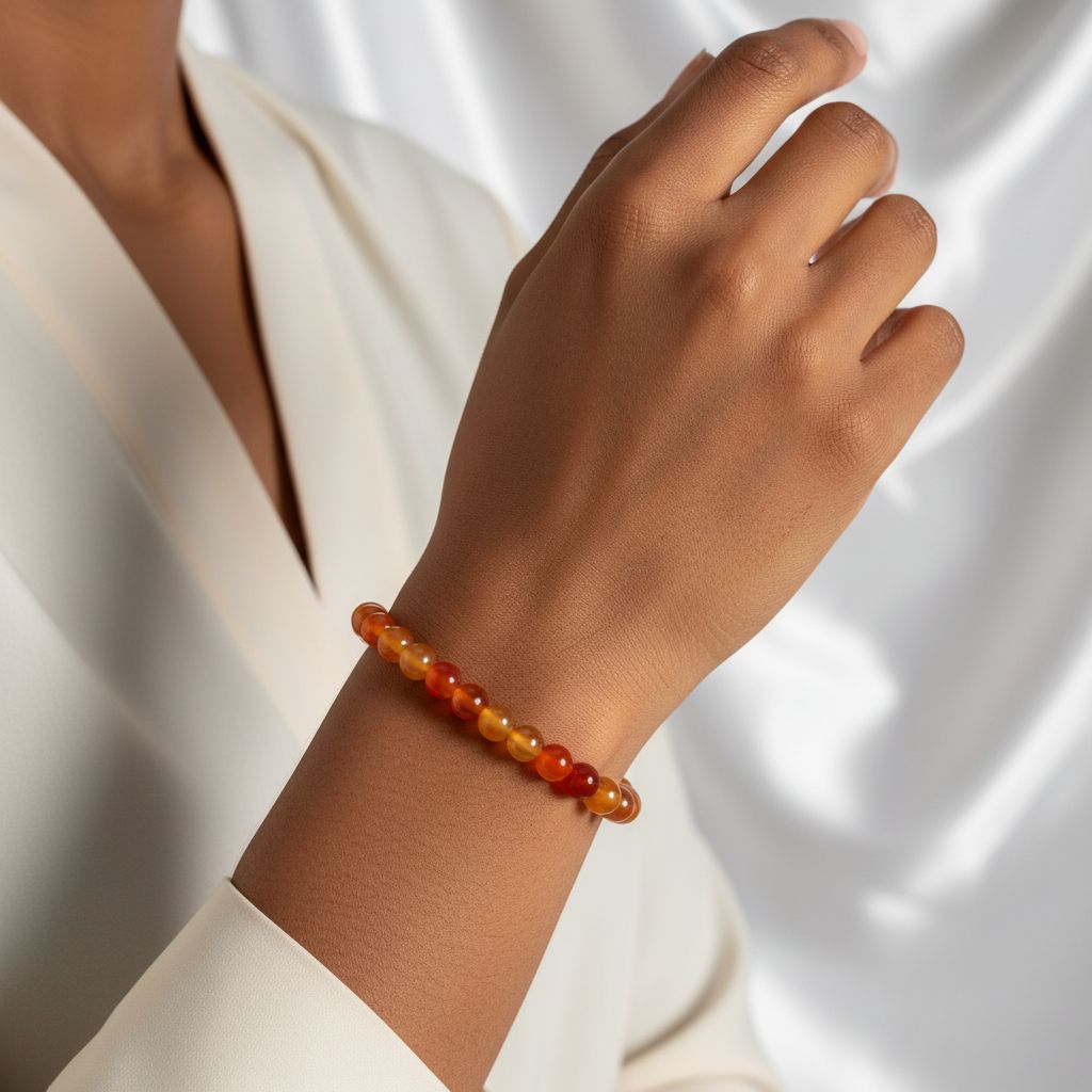 Bracelet cornaline 8mm – Pierre naturelle orangée, bijou élégant femme