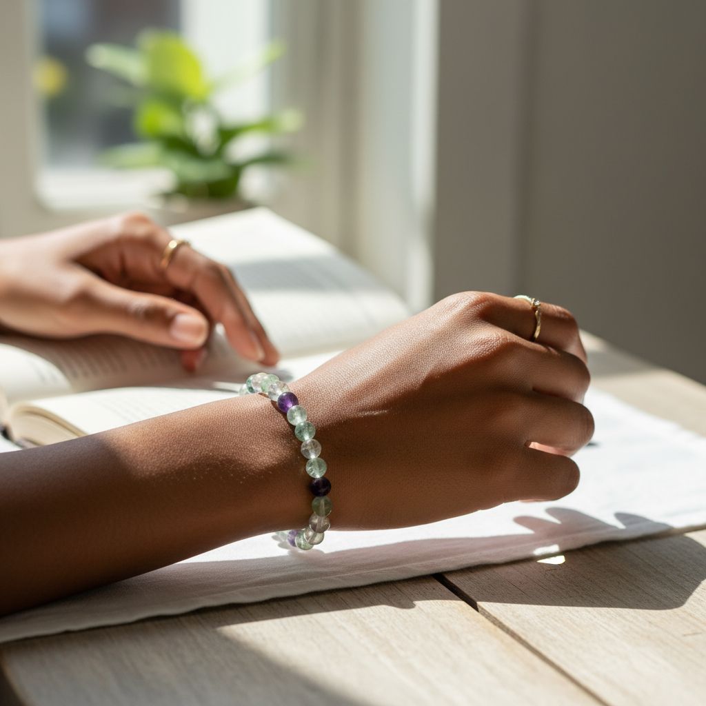 Bracelet en pierre de fluorite 8mm – Bijou élégant multicolore naturel