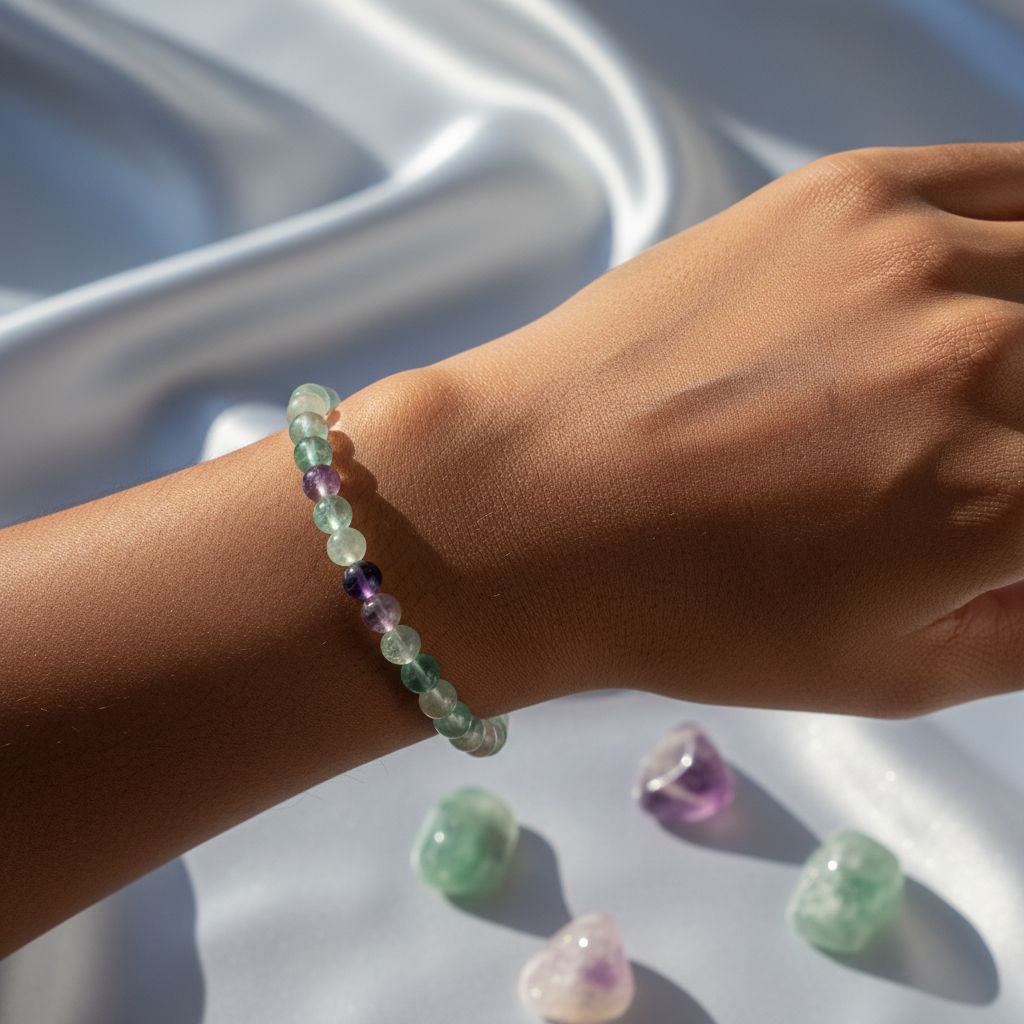 Bracelet en pierre de fluorite 8mm – Bijou élégant multicolore naturel