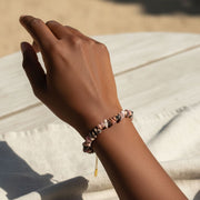 Bracelet en pierre de rhodonite brute, bijou artisanal ajustable chic