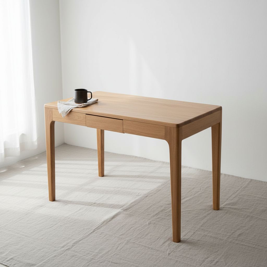 Bureau en bois massif 125x76 cm, design moderne avec tiroir de rangement