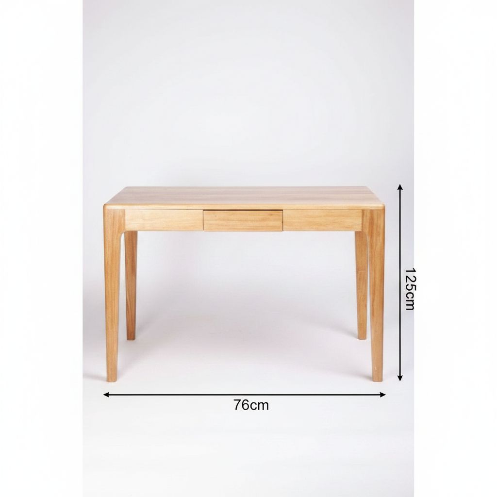Bureau en bois massif 125x76 cm, design moderne avec tiroir de rangement