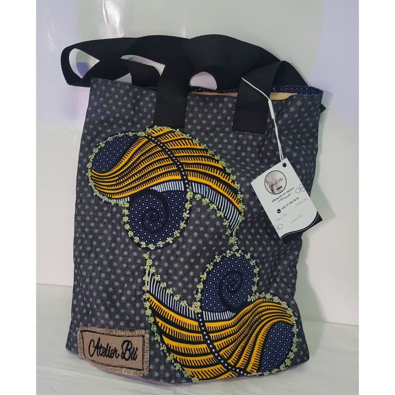 Tote bag africain artisanal – Sac cabas coloré motifs traditionnels wax