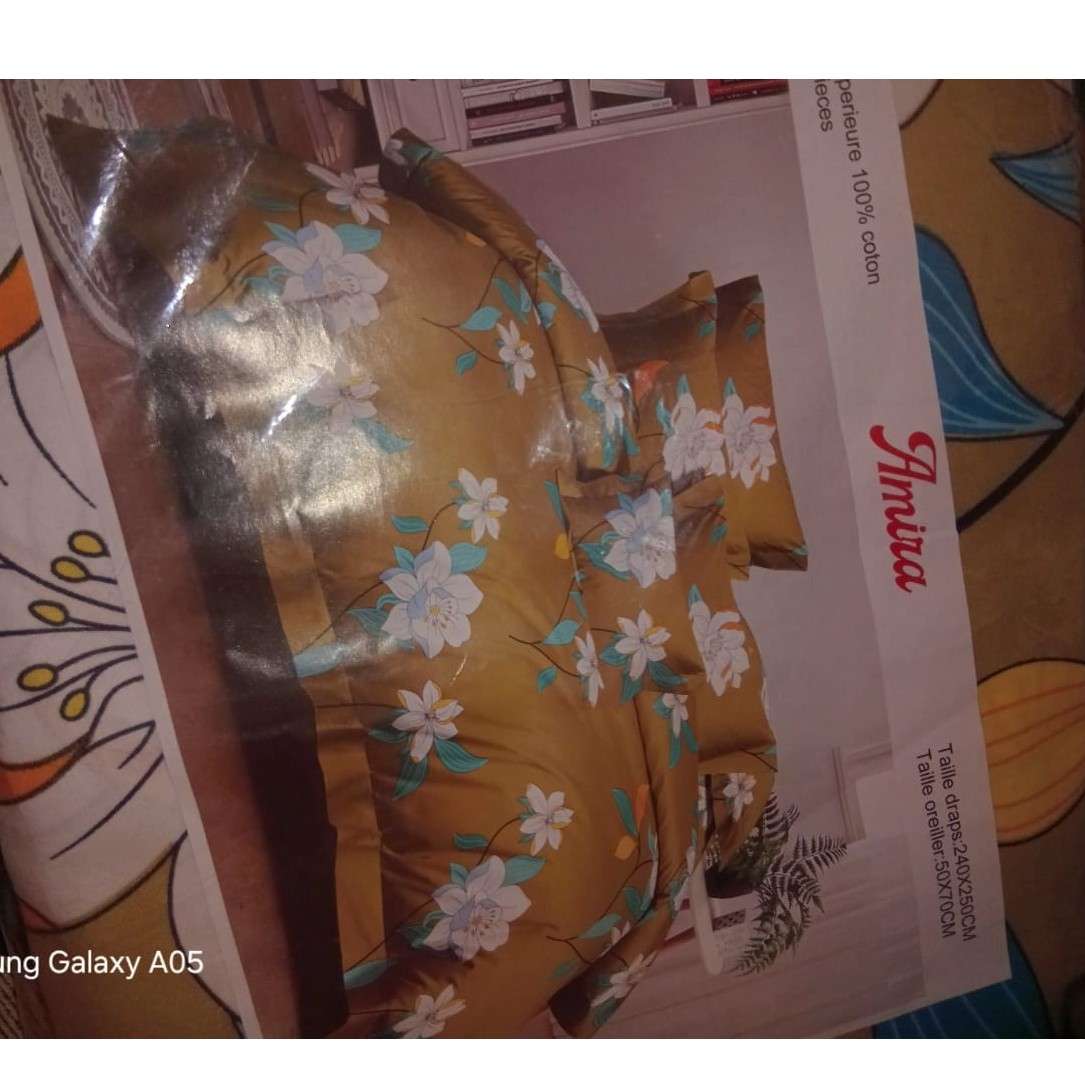 Draps de lit coton floral bleu rose, ensemble élégant et confortable