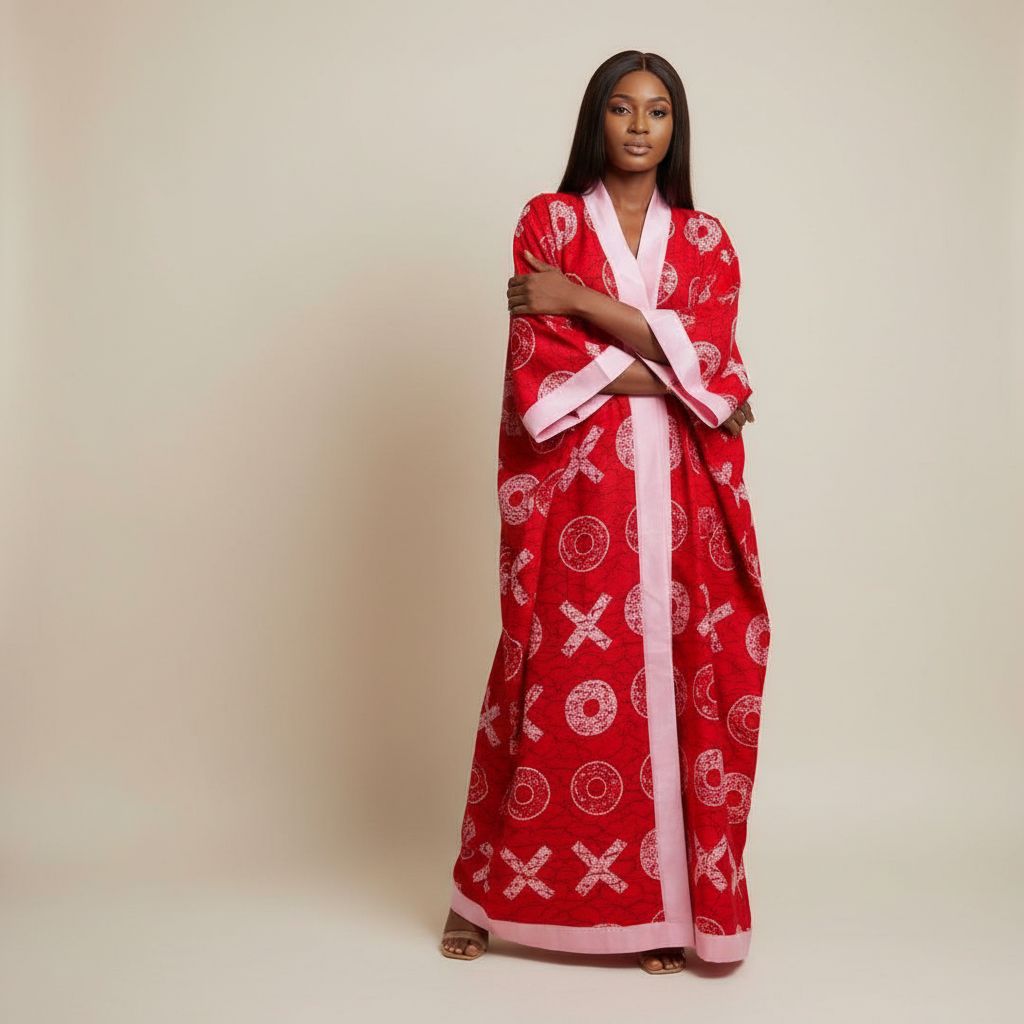 Caftan femme wax élégant XL – Kimono long moderne pour détente chic