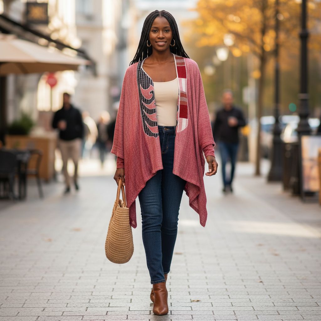 Cardigan femme lin bohème patchwork africain – Élégance artistique
