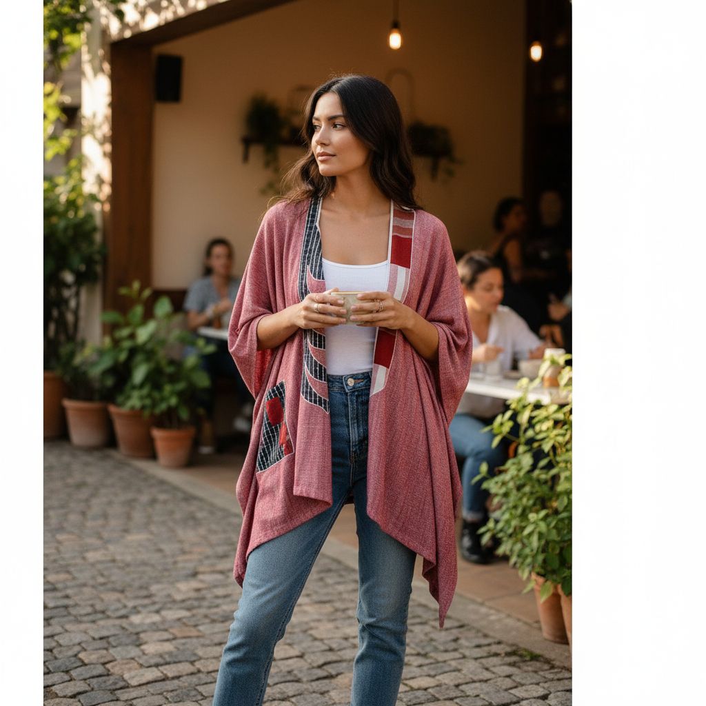 Cardigan femme lin bohème patchwork africain – Élégance artistique