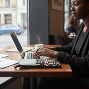 Cartable ordinateur 14 pouces wax et simili cuir marron beige chic femme