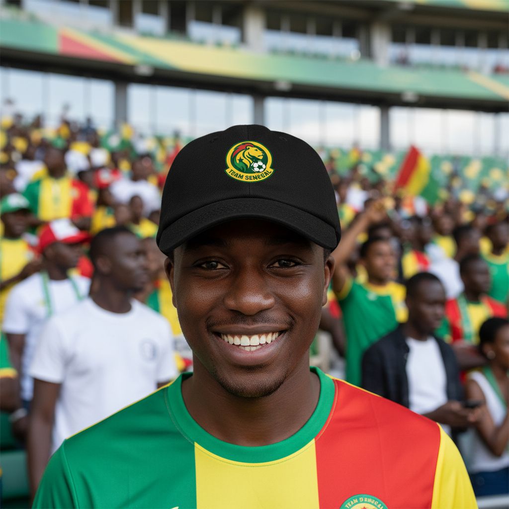 Casquette Team Senegal Noire – Supporter Football, Drapeau Lion, Sport