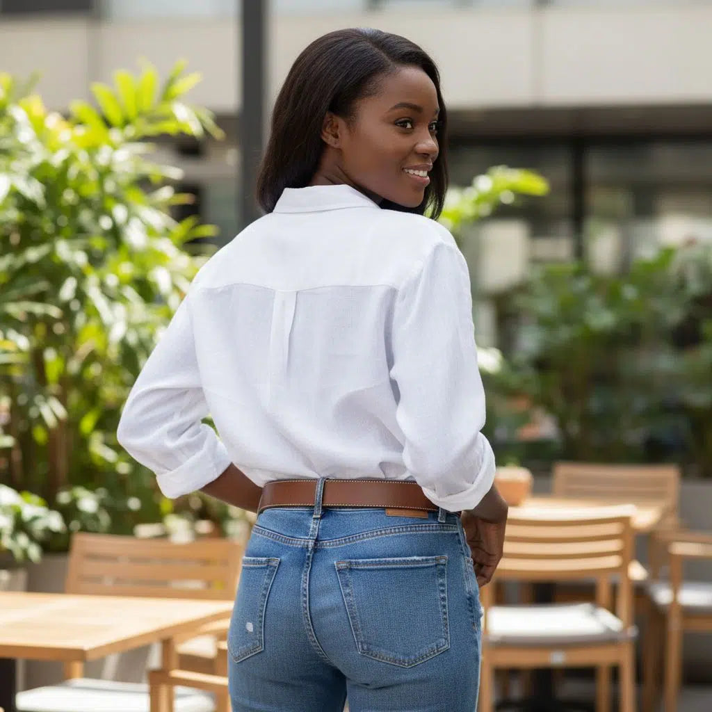 Ceinture cuir homme marron foncé élégante, boucle dorée, robuste et chic