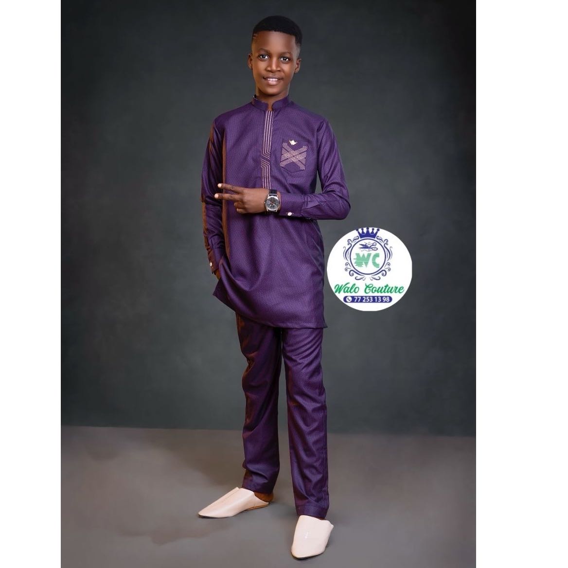 Ensemble costume africain garçon rouge ou gris, chic cérémonie et traditionnel