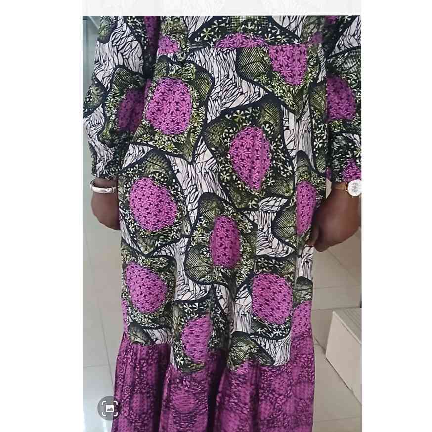 Robe chemisier wax longue femme, imprimé africain coloré, coton respirant