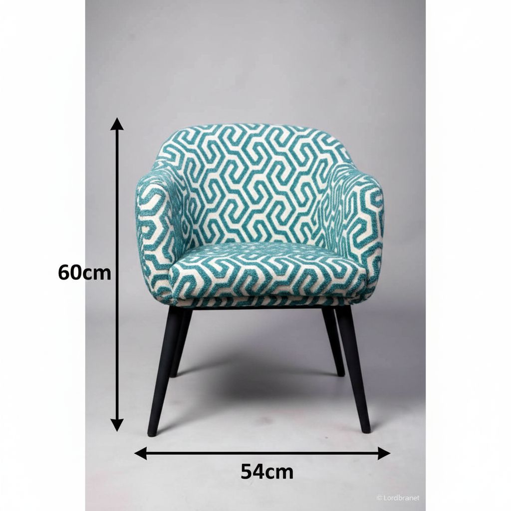Chaise design moderne turquoise et blanc, confortable, pieds noirs robustes