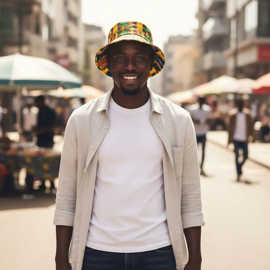 Chapeau Bob homme tissu africain wax coloré