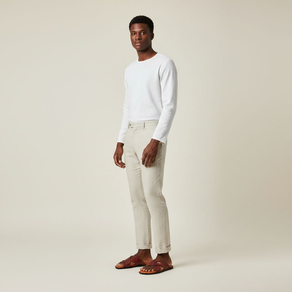 Chaussure en cuir homme marron, sandale élégante et confortable été