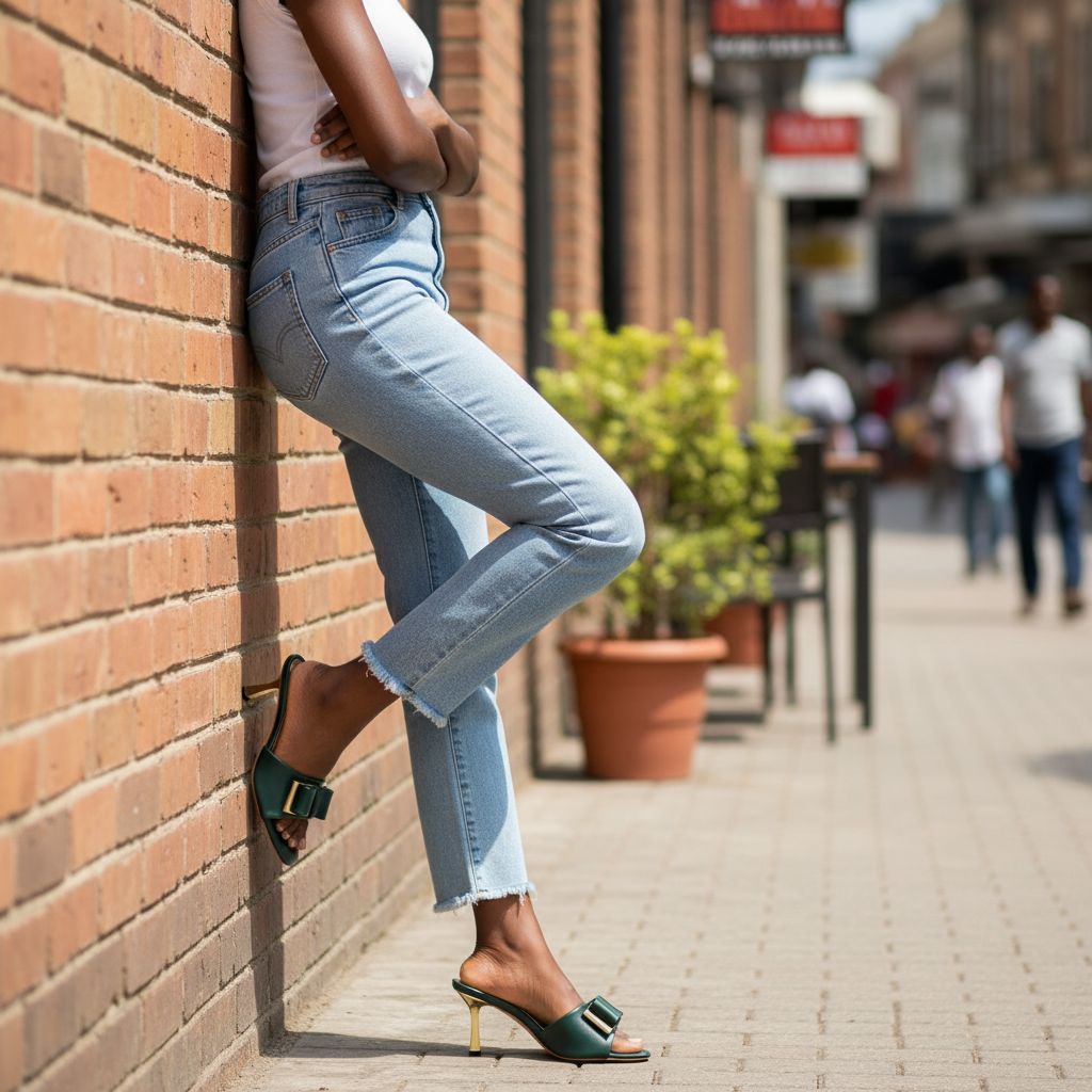Chaussure mule femme verte à talon haut, chic et moderne pour soirée