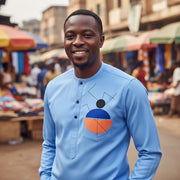 Chemise africaine homme chic en coton, motif graphique, élégance moderne