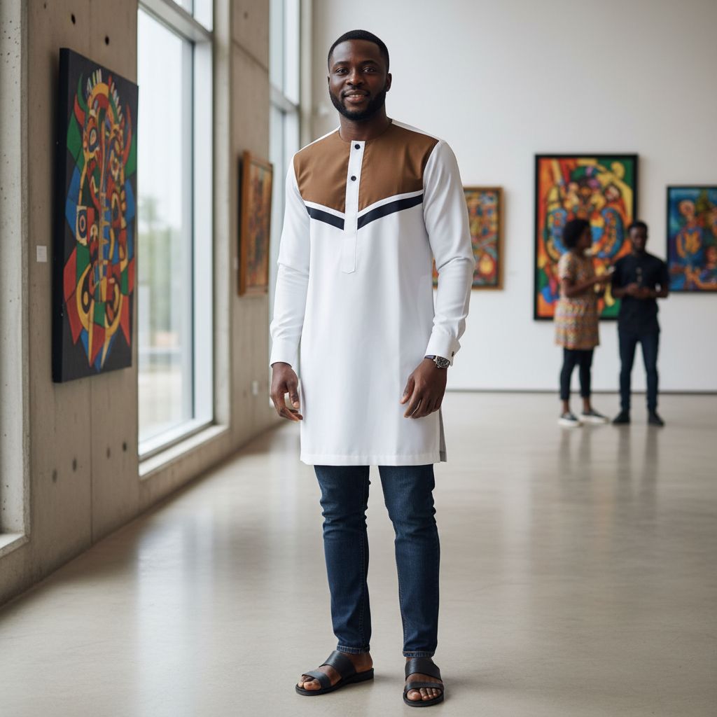 Chemise africaine homme blanche avec manches longues