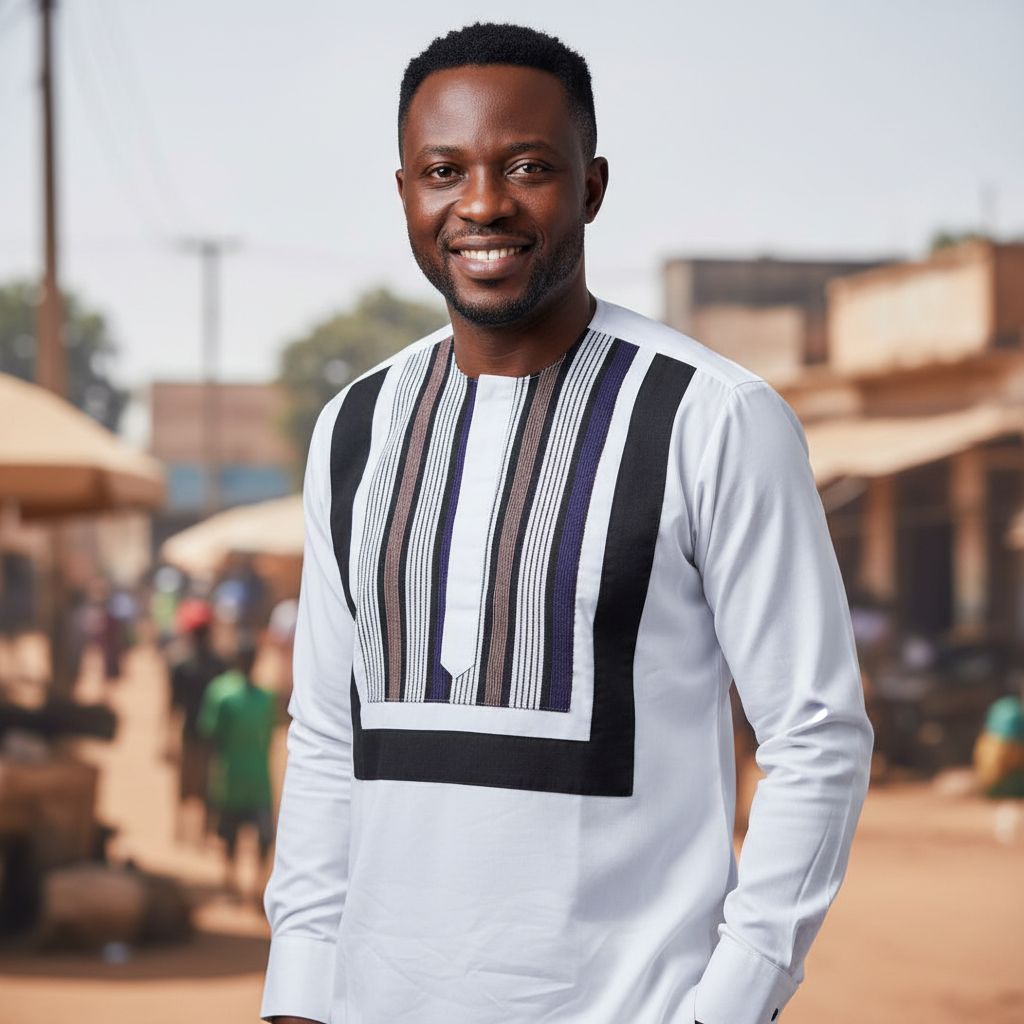 Chemise coton blanc homme et pagne tissée, élégance africaine chic