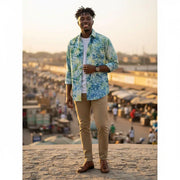 Chemise homme batik multicolore – manches longues, coton artistique 2XL