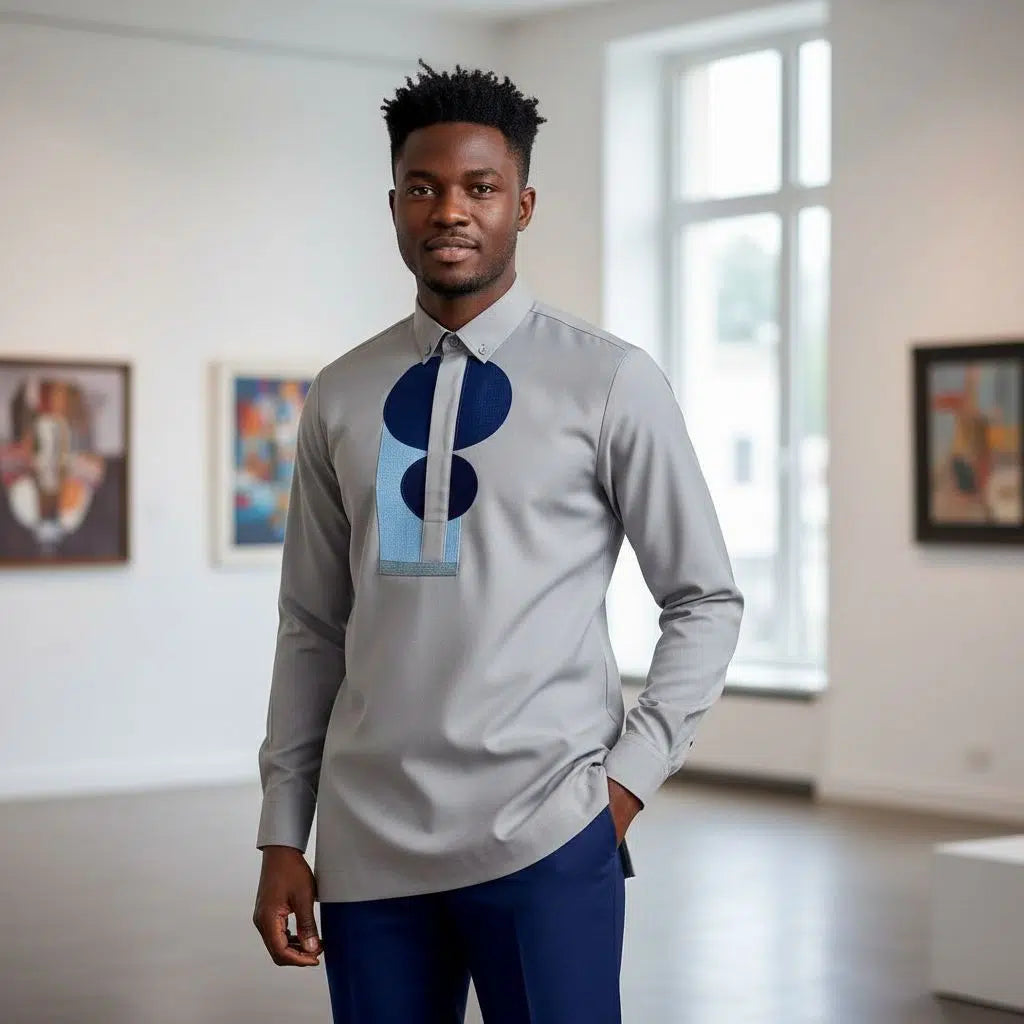 Ensemble homme beige et bleu