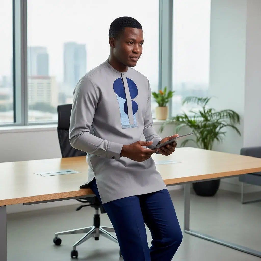 Ensemble homme beige et bleu