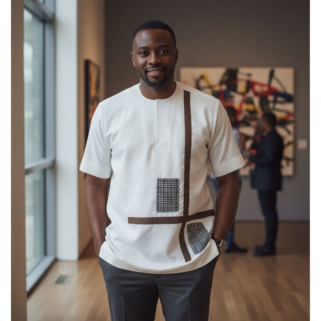 Chemise homme blanche en coton, col rond, élégante et casual chic